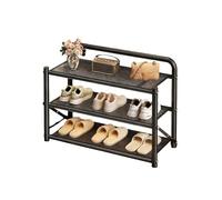 Dexinhdh Scarpiera Verticale, Organizer Pieghevole In Metallo Con Struttura Rinforzata E Maniglie, Scaffale Portaoggetti Multistrato Autoportante Per Soggiorno, Balcone, Ingresso(Black,3 Tier)