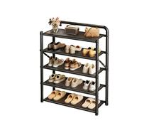 Dexinhdh Scarpiera Verticale, Organizer Pieghevole In Metallo Con Struttura Rinforzata E Maniglie, Scaffale Portaoggetti Multistrato Autoportante Per Soggiorno, Balcone, Ingresso(Black,5 Tier)
