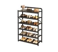 Dexinhdh Scarpiera Verticale, Organizer Pieghevole In Metallo Con Struttura Rinforzata E Maniglie, Scaffale Portaoggetti Multistrato Autoportante Per Soggiorno, Balcone, Ingresso(Black,6 Tier)