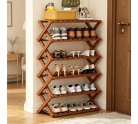 Dexinhdh Scarpiera Verticale Salvaspazio, Organizzatore Per Scarpe Verticale E Modulare, Design Pieghevole Senza Montaggio, Scaffale Multilivello Per Ingresso, Soggiorno(Brown,6 Tier)