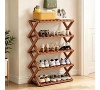 Dexinhdh Scarpiera Verticale Salvaspazio, Organizzatore Per Scarpe Verticale E Modulare, Design Pieghevole Senza Montaggio, Scaffale Multilivello Per Ingresso, Soggiorno(Brown,5 Tier)