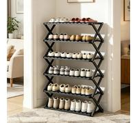 Dexinhdh Scarpiera Verticale Salvaspazio, Organizzatore Per Scarpe Verticale E Modulare, Design Pieghevole Senza Montaggio, Scaffale Multilivello Per Ingresso, Soggiorno(Black,6 Tier)