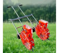 Dexinhdh Seminatrice A Doppia Ruota A Spinta Manuale, Seminatrice di Precisione per Giardino con Ruota Compattatrice del Terreno E Molla A Vite, Distanza tra Le Piante Regolabile(10 nozzles)