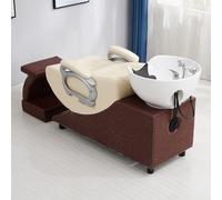 Dexinhdh Set di lavatesta e poltrona per salone, poltrona da barbiere con lavatesta, postazione per lavaggio capelli per parrucchiere con poggiapiedi separato per spa, bellezza(E)