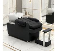 Dexinhdh Set Lavatesta E Poltrona Per Salone, Unità Lavatesta Con Poggiapiedi Separato, Postazione Di Lavaggio Impermeabile Per Parrucchieri, Spa E Barbieri(Black)