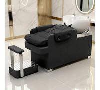 Dexinhdh Set Lavatesta E Poltrona Per Salone, Unità Lavatesta Reclinabile Con Poggiapiedi Separato E Gambe In Metallo - Attrezzatura Per Parrucchieri Con Funzione Massaggio(Black)
