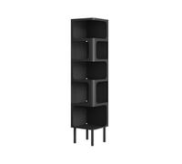 Dexinhdh Supporto Angolare A 6 Ripiani, Scaffale Portaoggetti In Metallo Da Pavimento, Foro Di Ricarica Riservato, Modanatura Monoblocco, Libreria Angolare Multifunzionale(Black)