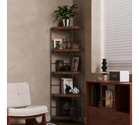 Dexinhdh Supporto Per Mensola Angolare, Libreria Angolare Industriale A 5 Ripiani, Laminato E Colonne Ispessite, Scaffale Portaoggetti In Metallo Da Terra Per Camera Da Letto(White)
