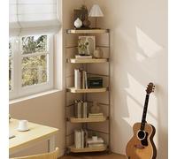 Dexinhdh Supporto Per Mensola Angolare, Libreria Angolare Industriale A 5 Ripiani, Laminato E Colonne Ispessite, Scaffale Portaoggetti In Metallo Da Terra Per Camera Da Letto(Yellow)