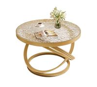 Dexinhdh Tavolino Da Caffè Moderno In Vetro, Tavolino Da Tè Rotondo Minimalista Con Struttura Portante In Metallo, Verniciatura Ad Alta Temperatura, Tavolino Da Cocktail Per Soggiorno(Gold,70cm)