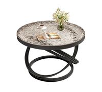 Dexinhdh Tavolino Da Caffè Moderno In Vetro, Tavolino Da Tè Rotondo Minimalista Con Struttura Portante In Metallo, Verniciatura Ad Alta Temperatura, Tavolino Da Cocktail Per Soggiorno(Black,50cm)
