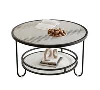 Dexinhdh Tavolino Da Caffè Moderno In Vetro, Tavolino Rotondo A 2 Ripiani Con Piedini Antiscivolo, Due Piani In Vetro Disponibili, Tavolino Da Cocktail Per Soggiorno, Casa E Ufficio(F,80cm)