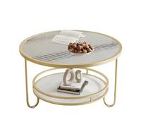 Dexinhdh Tavolino Da Caffè Moderno In Vetro, Tavolino Rotondo A 2 Ripiani Con Piedini Antiscivolo, Due Piani In Vetro Disponibili, Tavolino Da Cocktail Per Soggiorno, Casa E Ufficio(E,60cm)
