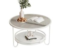 Dexinhdh Tavolino Da Caffè Moderno In Vetro, Tavolino Rotondo A 2 Ripiani Con Piedini Antiscivolo, Due Piani In Vetro Disponibili, Tavolino Da Cocktail Per Soggiorno, Casa E Ufficio(D,80cm)