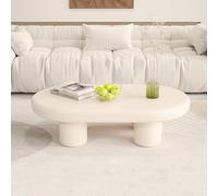 Dexinhdh Tavolino Moderno, Tavolo Ovale Lungo Moderno E Lussuoso, Piano In Vernice Ad Alta Temperatura, Tavolino Laterale Bianco Crema Per Interni, Per Soggiorno, Ufficio, Casa(40 * 120cm)