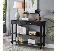Dexinhdh Tavolo Consolle In Legno Massello Con 2 Cassetti, Moderno Tavolo Da Ingresso Stretto Con Gambe In Legno, Scrivania Laterale Rettangolare Dietro Il Divano Per Soggiorno(3-layer,100cm)