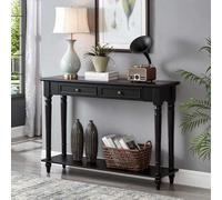 Dexinhdh Tavolo Consolle In Legno Massello Con 2 Cassetti, Moderno Tavolo Da Ingresso Stretto Con Gambe In Legno, Scrivania Laterale Rettangolare Dietro Il Divano Per Soggiorno(2-layer,120cm)