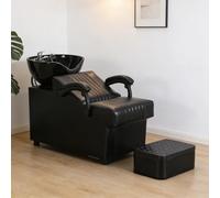 Dexinhdh Unità Lavatesta, Poltrona Per Lavaggio Capelli In Ecopelle, Postazione Di Lavaggio Per Parrucchieri, Con Poggiapiedi Separato E Lavabo In Ceramica, Per Spa, Barbierie(D)