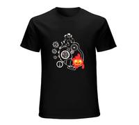 DEXINJIULOU Calcifer Fire Heart Howl's Moving Castle Mens T-Shirt Unisex Black Top Tee L