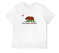DEXINJIULOU California Republic Bear Bear Flag California Flag USA America Mens T-Shirt Unisex White Top Tee L