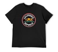 DEXINJIULOU California Republic Circle Patch Grizzly Bear Chill Mens T-Shirt Unisex Black Top Tee M