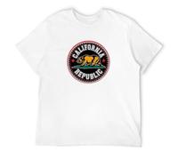 DEXINJIULOU California Republic Circle Patch Grizzly Bear Chill Mens T-Shirt Unisex White Top Tee XL