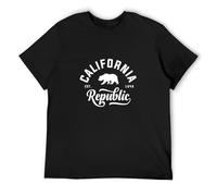 DEXINJIULOU California Republic Mens T-Shirt Unisex Black Top Tee XL