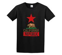 DEXINJIULOU California Republic State Flag Mens T-Shirt Unisex Black Top Tee 3XL