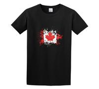 DEXINJIULOU Canada Canadian Flag Casual Mens T-Shirt Unisex Black Top Tee XL