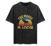 DEXINJIULOU The Moose is Loose Moose Lover Mens T-Shirt Unisex Black Top Tee L
