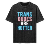 DEXINJIULOU Trans Dudes Are Hotter Mens T-Shirt Unisex Black Top Tee XL