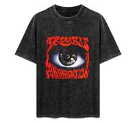 DEXINJIULOU Trouble Manic Frustration Mens T-Shirt Unisex Black Top Tee L