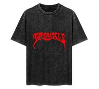 DEXINJIULOU Trouble Manic Frustration Mens T-Shirt Unisex Black Top Tee S