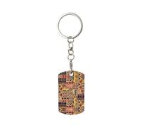 DEXNEL Alluminio africano delle etichette del cane di Keychains di stampa della patchwork del tessuto, supporto chiave di rettangolo per le chiavi dell'automobile, bianco, Taglia unica