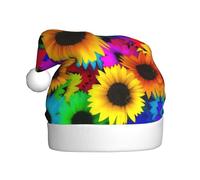 Dexnel Arcobaleno Girasole Stampa Inverno Caldo Caps 1 Pezzi Unisex Regali di Natale Adulto Vacanze Albero di Natale Decorazione di Babbo Natale