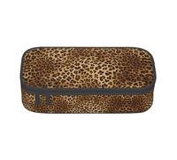 DEXNEL Astuccio per penne scolastico portatile con cerniera, con motivo leopardato, robusto astuccio multifunzione per bambini, Nero , Taglia unica, Organizer per borse