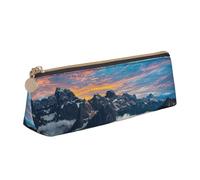 DEXNEL Astuccio porta matite in pelle con paesaggio alpino vivido cielo sopra, organizer per cancelleria, carino astuccio portatile per trucchi, Bianco, One Size, Astuccio per trucchi