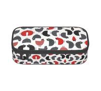 DEXNEL Astuccio portapenne creativo con disegno di gallina dei cartoni animati, portatile, con cerniera, ad alta capacità, robusto, multifunzionale per bambini, Nero , Taglia unica, Organizer per