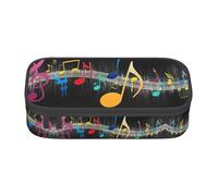 DEXNEL Astuccio portapenne portatile colorato con note musicali, con cerniera, ad alta capacità, robusto, multifunzionale per bambini, Nero , Taglia unica, Organizer per borse