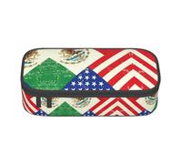 DEXNEL Astuccio portapenne portatile con bandiera messicana americana con cerniera, ad alta capacità, robusto, multifunzionale per bambini, Nero , Taglia unica, Organizer per borse