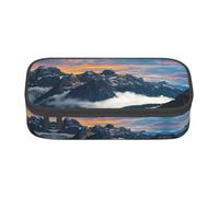 DEXNEL Astuccio portapenne portatile con cerniera, ad alta capacità, robusto, multifunzione, per bambini, motivo: paesaggio alpino con cielo vivido, Nero , Taglia unica, Organizer per borse