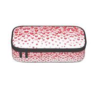 DEXNEL Astuccio portapenne portatile con cerniera e cuori rossi che cadono, astuccio multifunzione ad alta capacità per bambini, Nero , Taglia unica, Organizer per borse