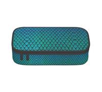 DEXNEL Astuccio portapenne portatile con motivo squame di pesce blu, con cerniera, ad alta capacità, robusto, multifunzionale per bambini, Nero , Taglia unica, Organizer per borse