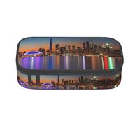 Dexnel Astuccio portapenne semplice astuccio per cancelleria con 4 scomparti organizer da ufficio, paesaggio alpino cielo vivido stampa sopra, Paesaggio urbano notte canada, Taglia unica, Organizer