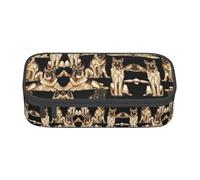 DEXNEL Astuccio portatile per la scuola, con cerniera, ad alta capacità, robusto, multifunzionale, per bambini, motivo: pastore tedesco, Nero , Taglia unica, Organizer per borse