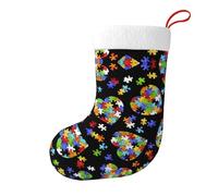 Dexnel Autismo Consapevolezza Puzzle Pezzi Cuore Tradizionale Calze di Natale Per Camino Famiglia, Appeso Vacanze Party Decorazioni