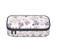 DEXNEL Bellissimo astuccio portatile per la scuola con foglie d'uva con cerniera, robusto astuccio multifunzionale ad alta capacità per bambini, Nero , Taglia unica, Organizer per borse