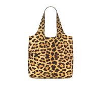 DEXNEL Borsa della spesa riutilizzabile della stampa del modello della pelle del leopardo Borsa della spesa pieghevole Tote 25l Poliestere Packable Carryall Grande Capacità 25l