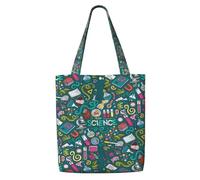 DEXNEL Borsa di totalizzatore media della tela di tema della scienza del fumetto, borsa della spesa riutilizzabile con sistema di chiusura a scatto, borse della spesa riutilizzabili