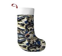 Dexnel Calze natalizie con motivo a pesce, grandi calze natalizie in velluto, super morbide, con polsino in peluche bianco, decorazione per casa e regali per le vacanze